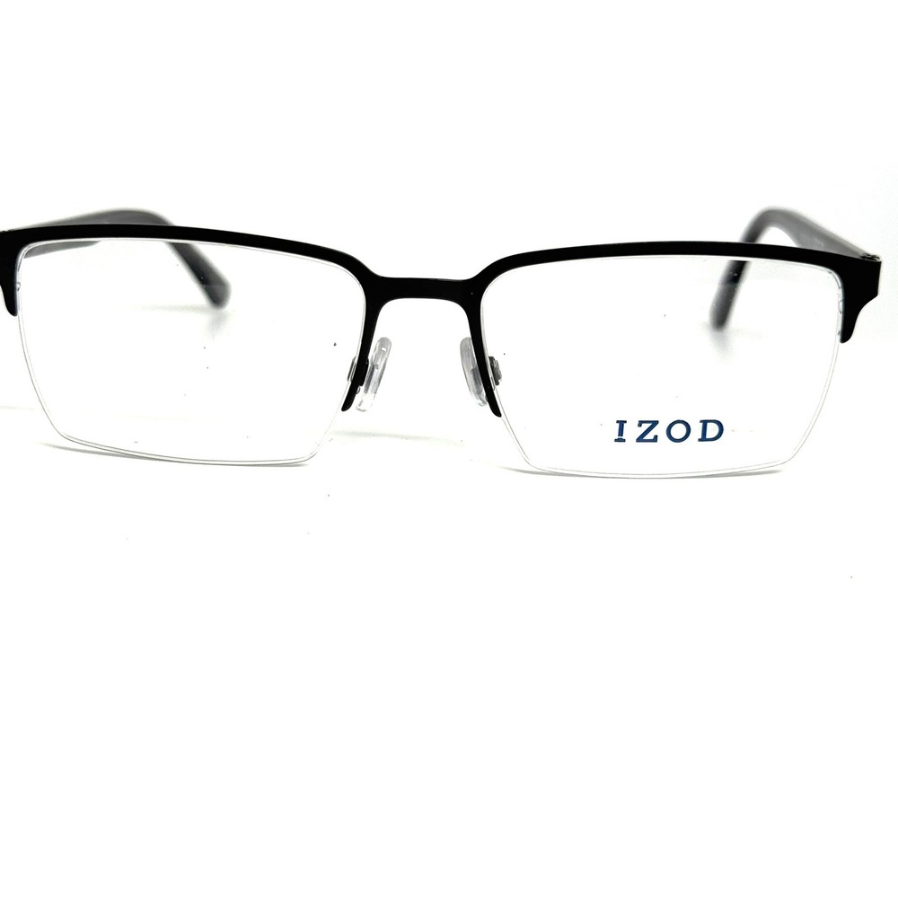 IZOD IZ 2109 Black Semi Rimless Rectangular Eyeglass Frames 55-17-140 Italy